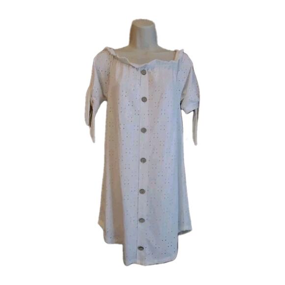 Tshirt Dress White Sz L Jolie & Joy - Casual Chic Trendy Cute - Picture 2 of 4